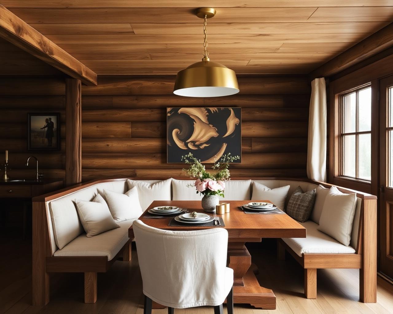 Banquette Dining Nook — styling concept for a vacation rental in Ellijay, GA
